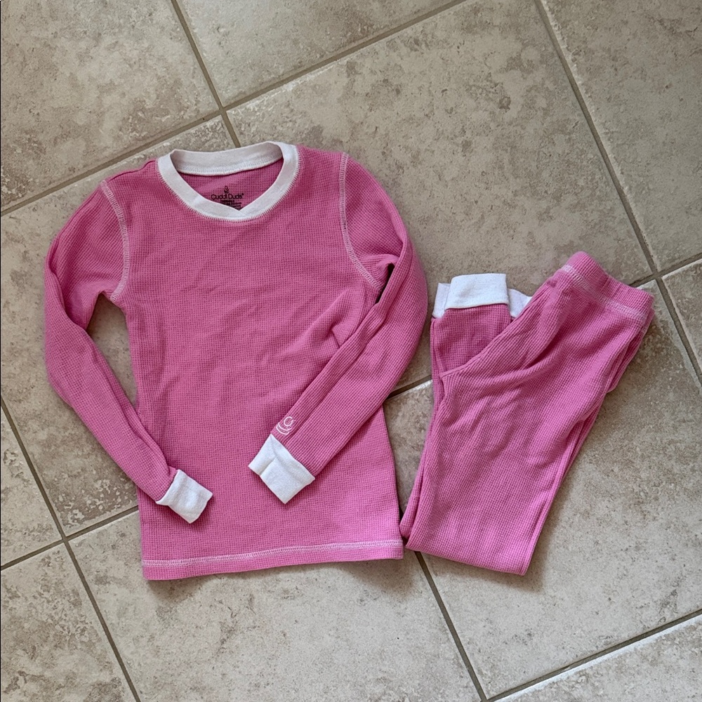 Cuddl Duds Pink and White Long Underwear Base Layer Set